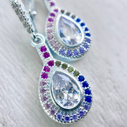 Teardrop Multicolored Halo Drop