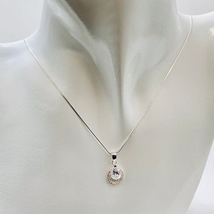 Divine Pear Halo Stud and Pendant Set