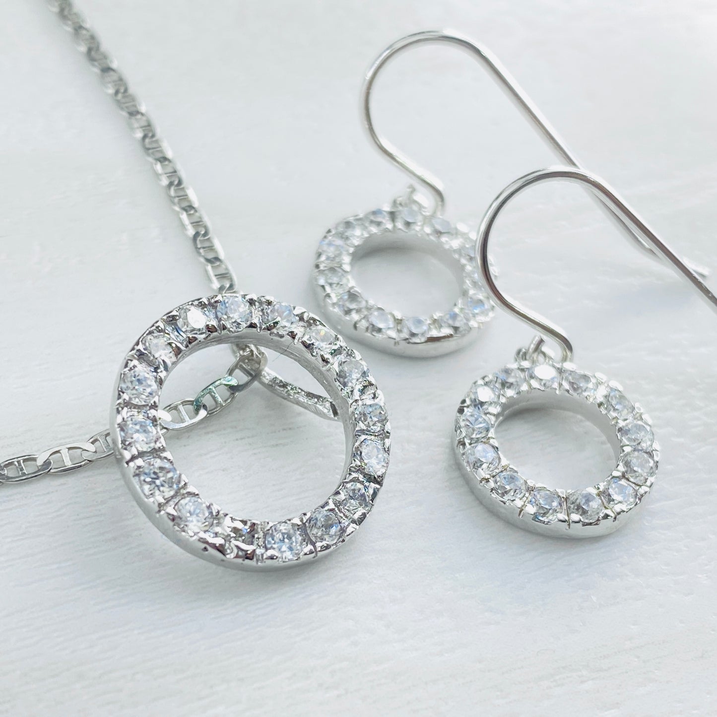 Halo Circle Stud and Pendant Set