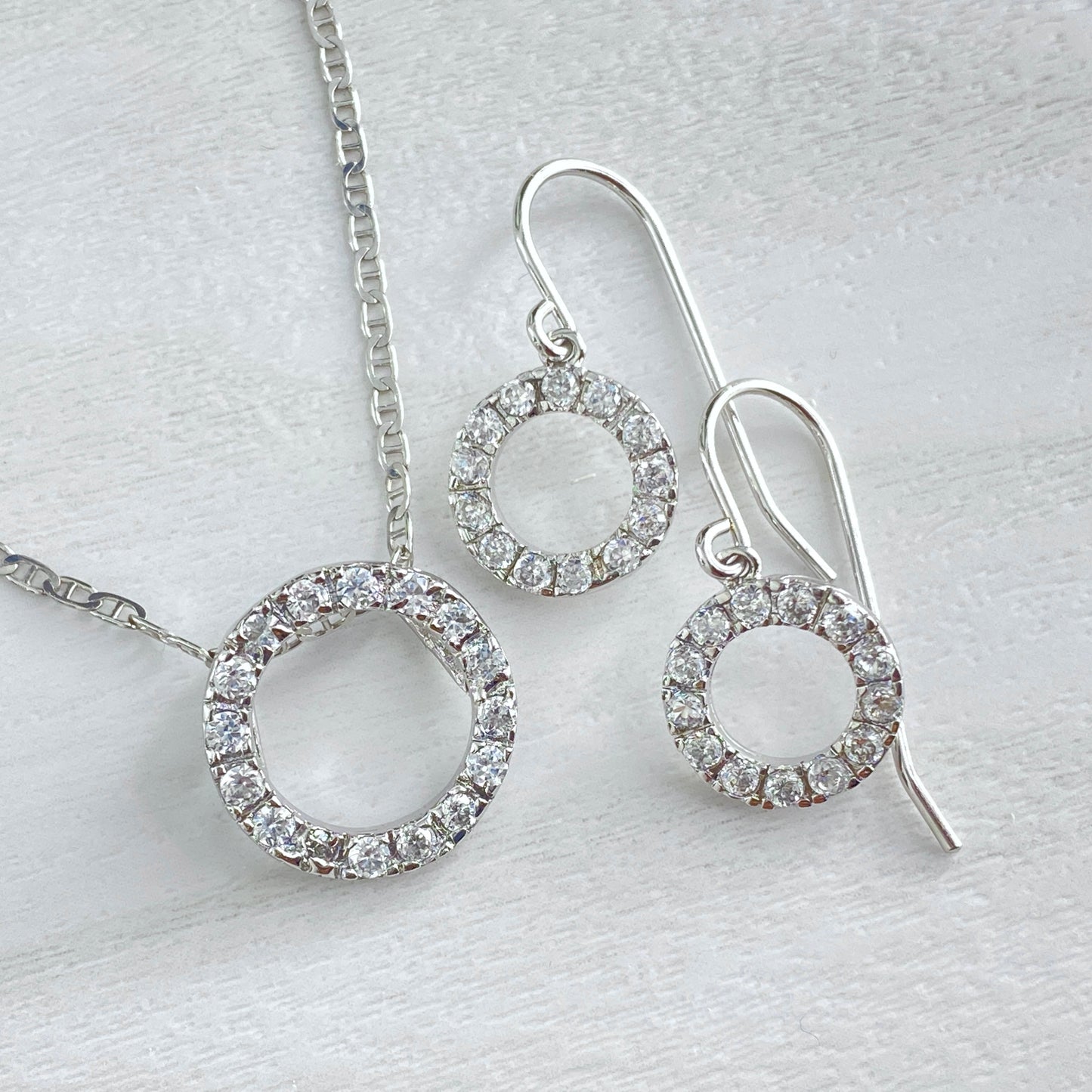 Halo Circle Stud and Pendant Set