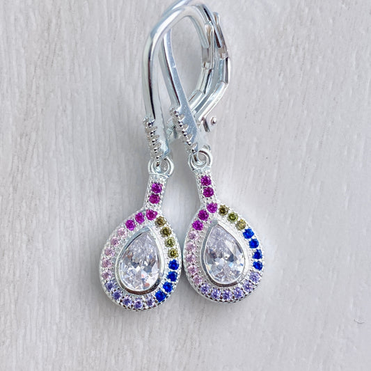 Teardrop Multicolored Halo Drop